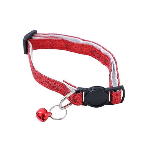 Glitter Adjustable Breakaway Cat Collar - Red