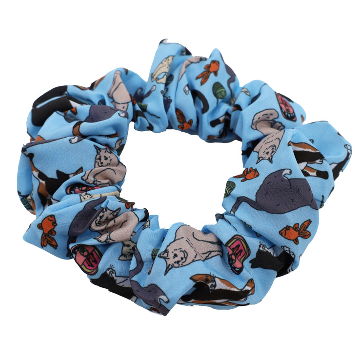 Meow Blue Scrunchie