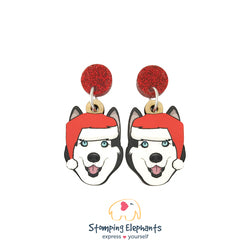 Husky Face Christmas Earrings